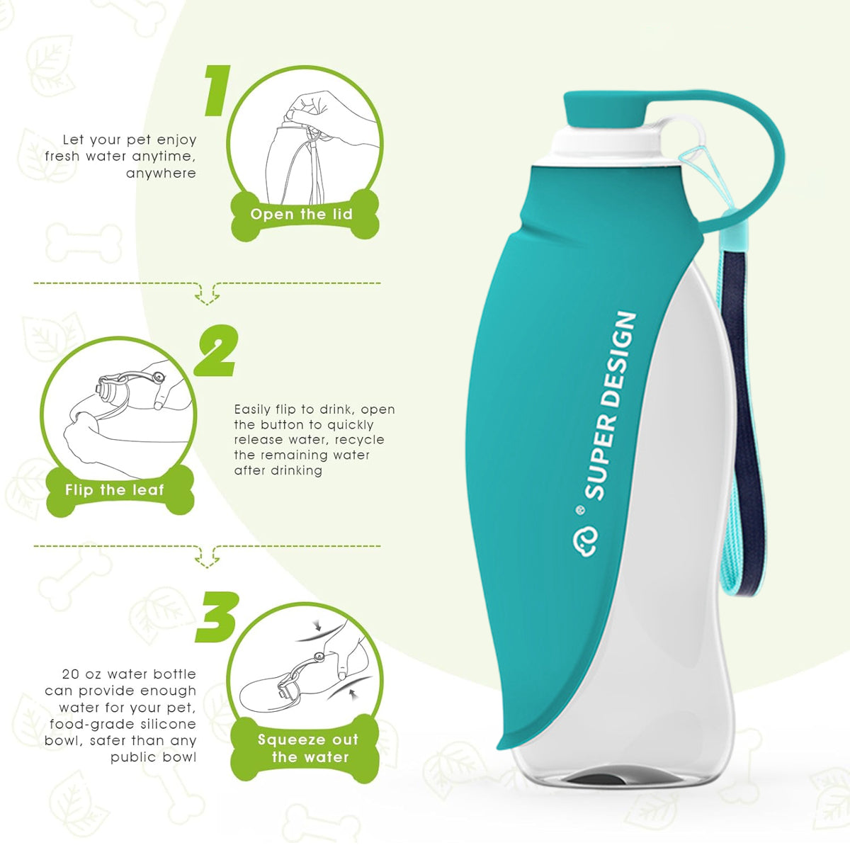 Portable Dog Water Bottle Foldable Travel Dog & Cat Drinking Bottle