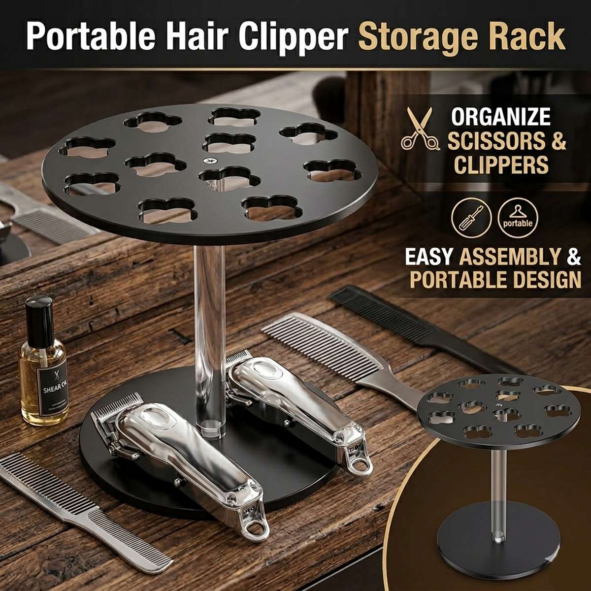 Acrylic Scissors Holder - Salon Hair Clipper Storage Rack