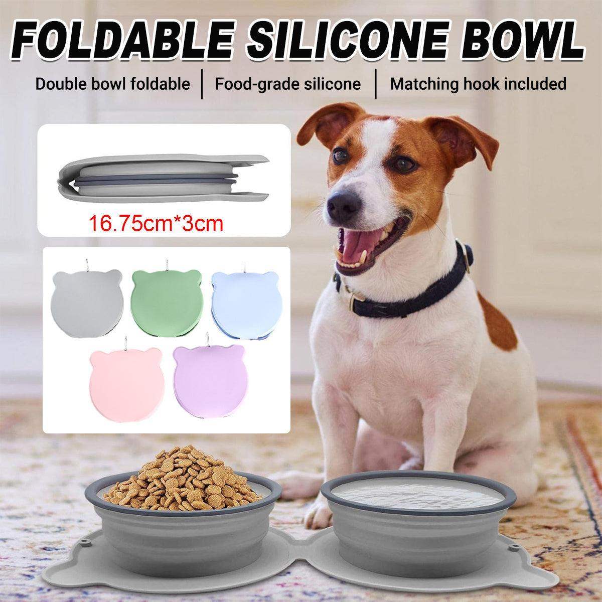 Foldable Silicone Pet Feeding Bowl Lightweight & Portable 5 Colors