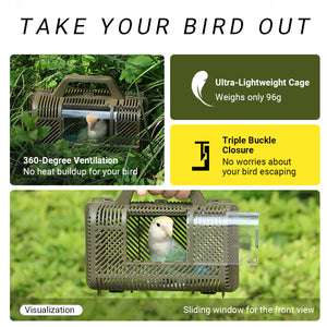 Portable Parrot Travel Cage Lightweight Bird Carrier