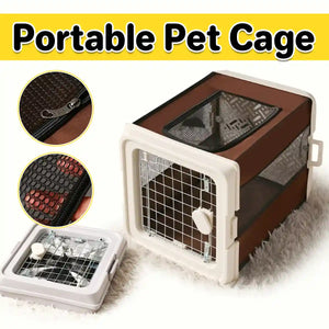 Portable Pet Carrier Foldable Breathable Travel Cage
