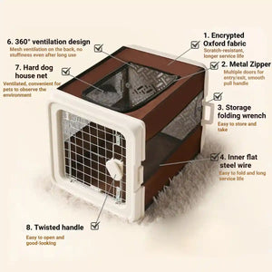 Portable Pet Carrier Foldable Breathable Travel Cage