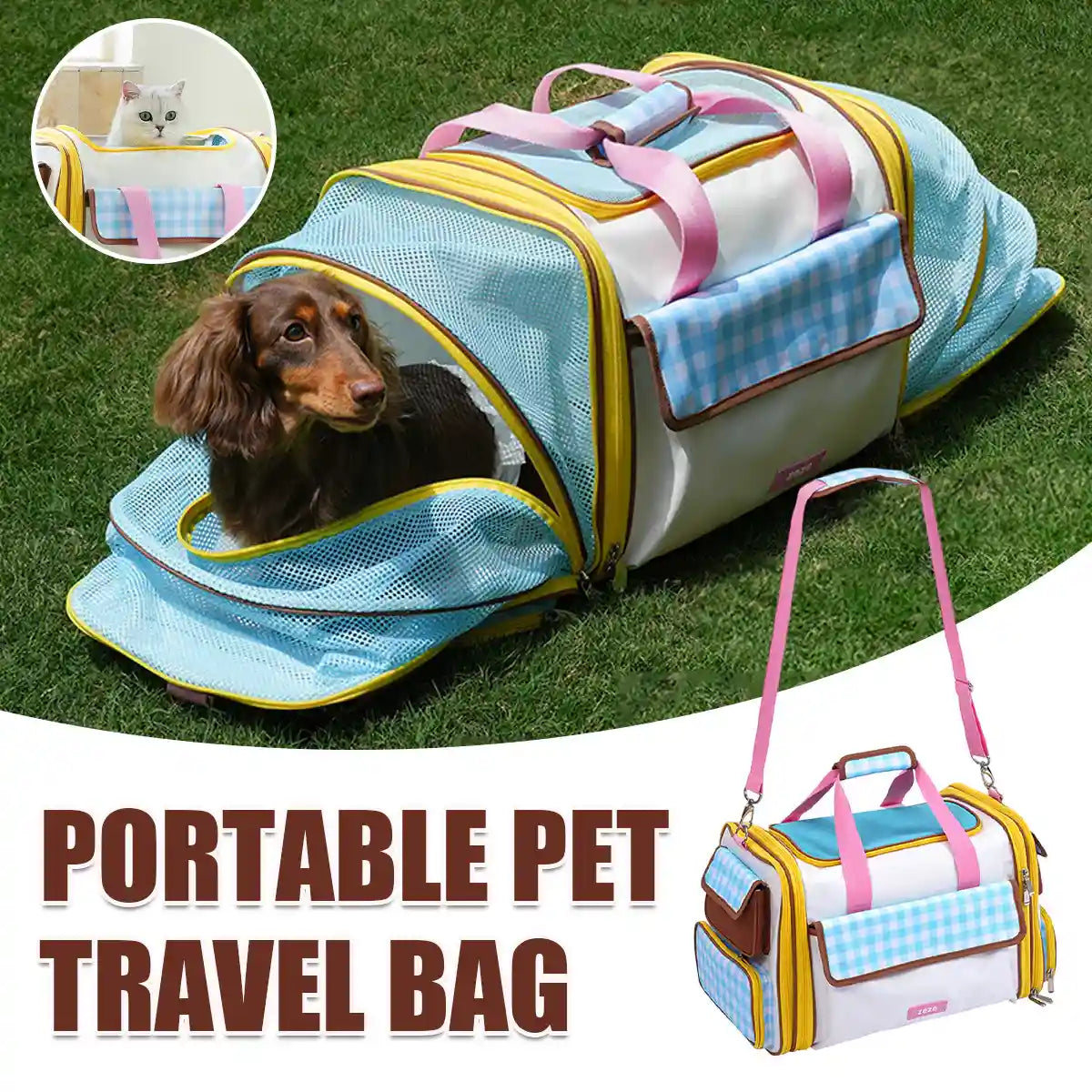 Portable Pet Travel Bag With Expandable Design