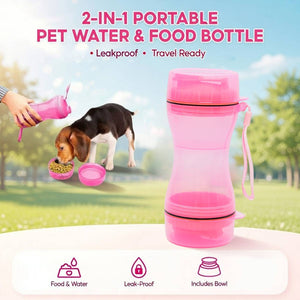 2-in-1 Portable Pet Water & Food Bottle