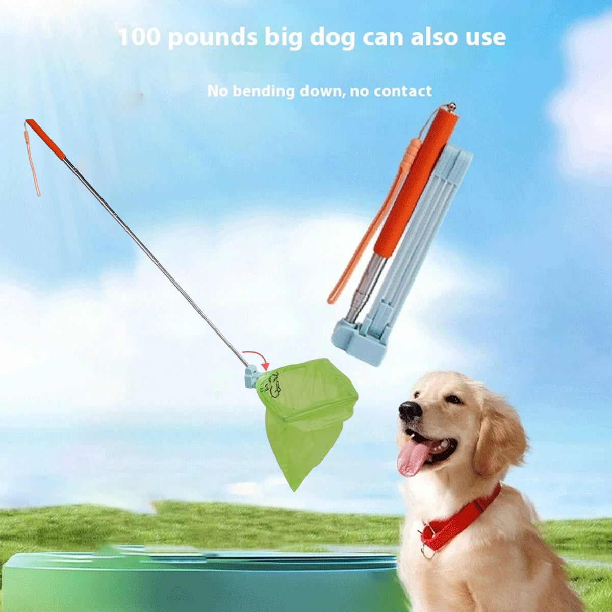 Telescopic Dog Poop Scooper Long Handle Adjustable Waste Picker