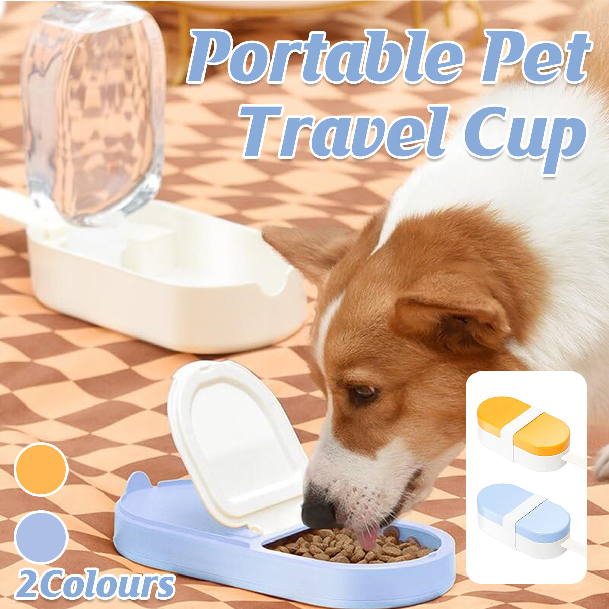 Portable Pet Travel Cup with Water Bottle & Food Container