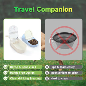 Portable Pet Travel Cup with Water Bottle & Food Container