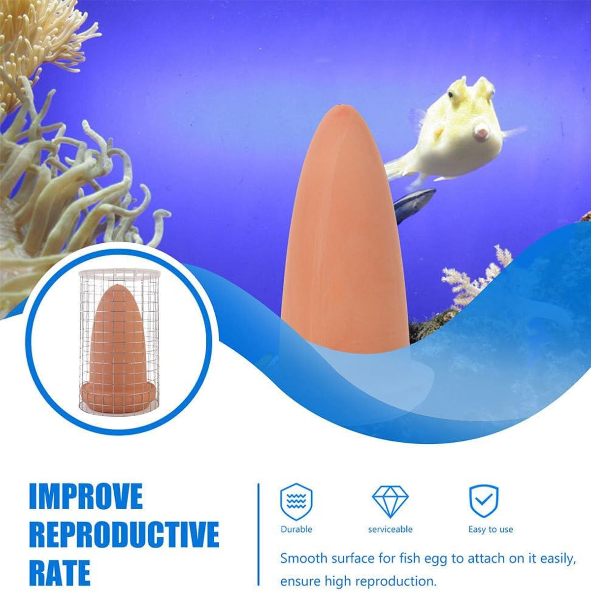 Discus Breeding Cone Clay Spawning Cone With Protective Guard For Aquarium Fish
