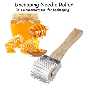 Wood Handle Stainless Steel Honey Collector Needle Roller Tool