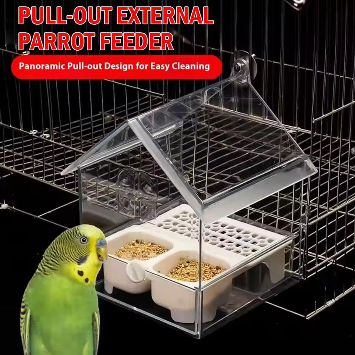 Pull-Out External Parrot Feeder
