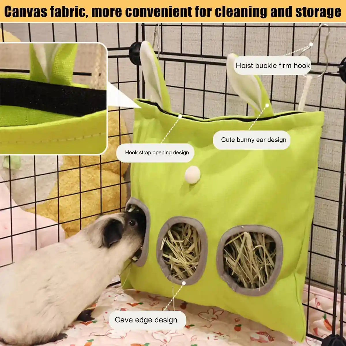 Hanging Hay Feeder Bag for Rabbits and Guinea Pigs