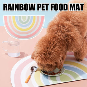 Rainbow Pet Food Mat Waterproof Non-Slip