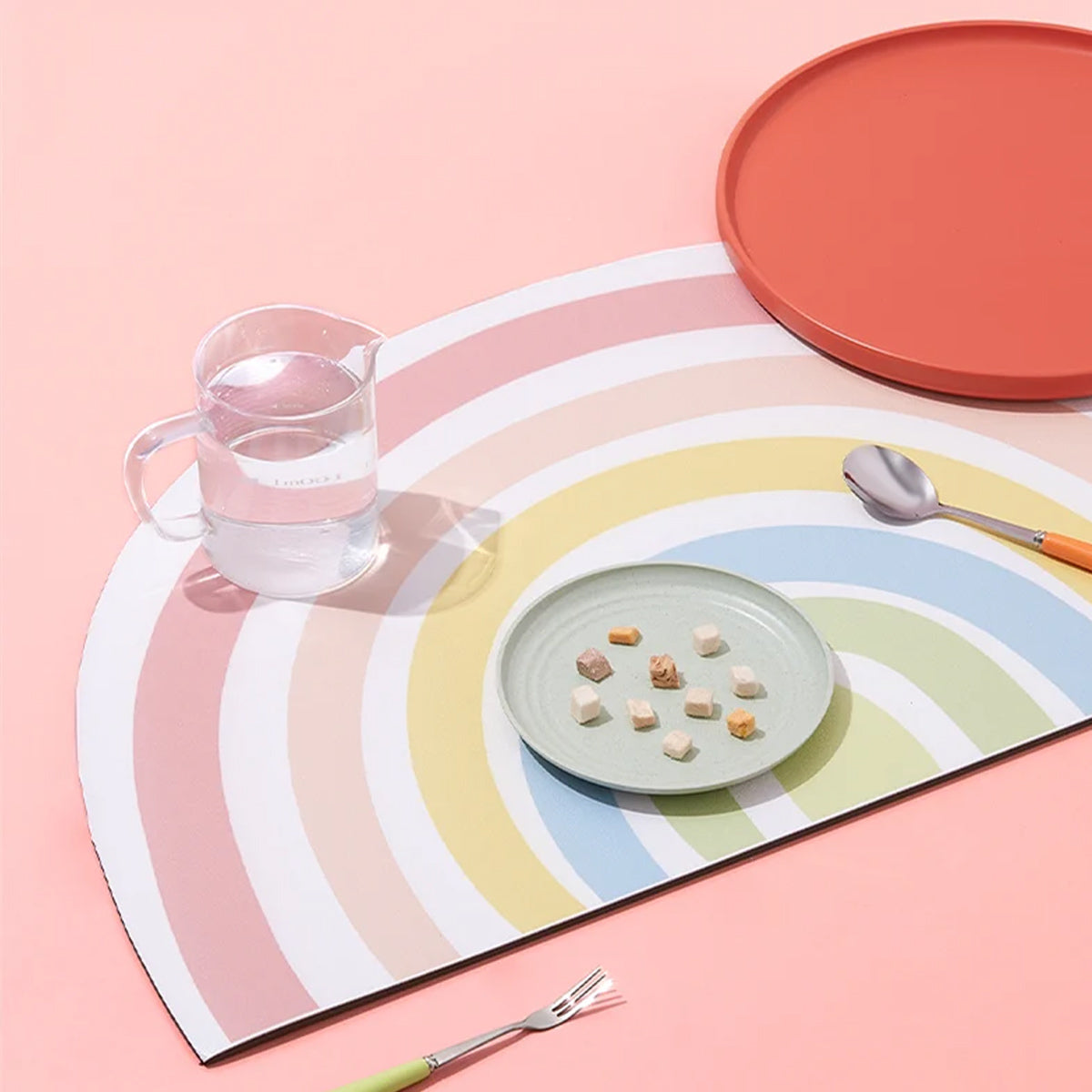 Rainbow Pet Food Mat Waterproof Non-Slip