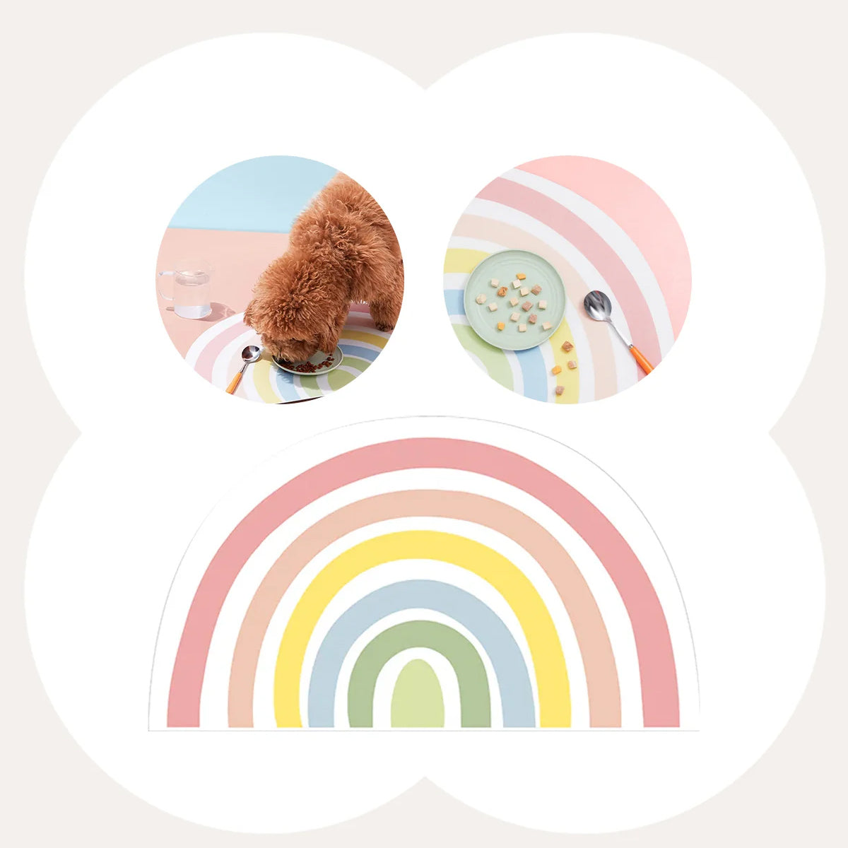 Rainbow Pet Food Mat Waterproof Non-Slip