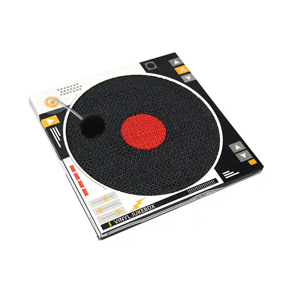 DJ Turntable Cat Scratching Board Interactive Cat Toy with Spring Ball
