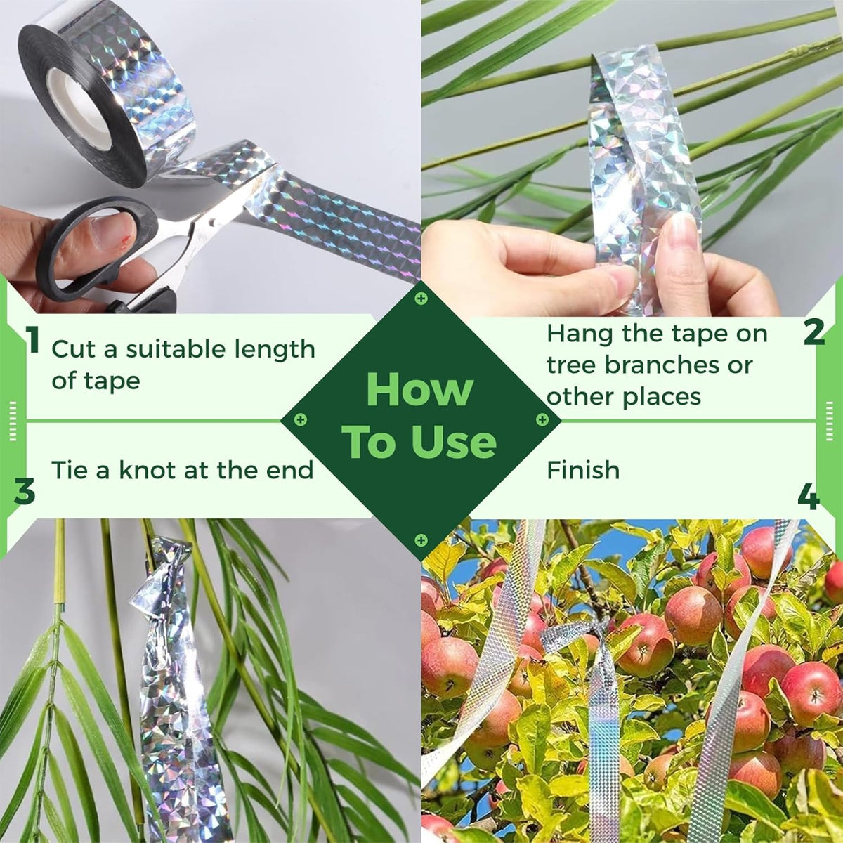 Reflective Bird Deterrent Ribbon Tape for Garden & Orchard Protection