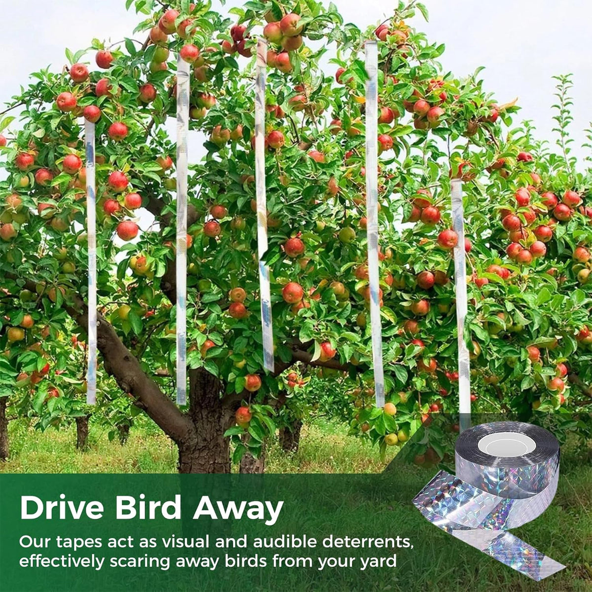 Reflective Bird Deterrent Ribbon Tape for Garden & Orchard Protection