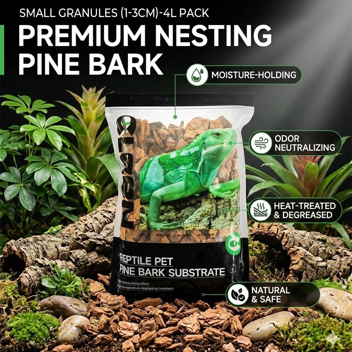 Reptile Pine Bark Bedding - Forest Floor Vivarium Padding (Small)