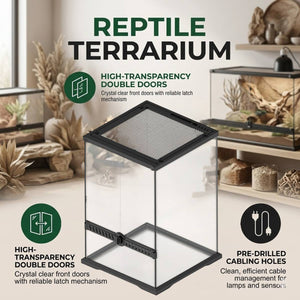 Reptile Terrarium Glass Tank with Double Doors