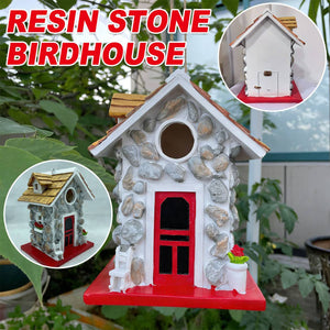 Bird House Stone Cottage Resin Nest
