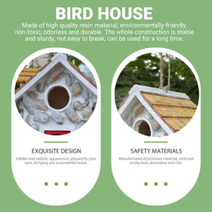 Bird House Stone Cottage Resin Nest