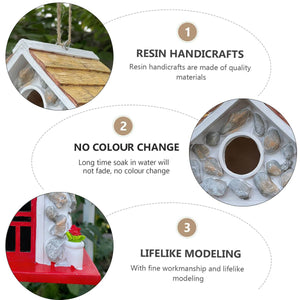 Bird House Stone Cottage Resin Nest