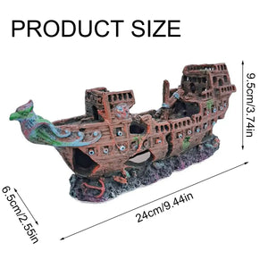 Pirate Ship Aquarium Ornament Resin Shipwreck Fish Tank Decor