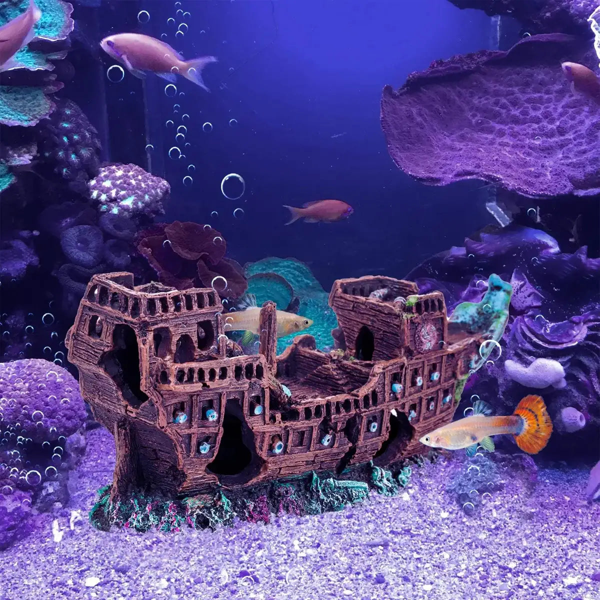 Pirate Ship Aquarium Ornament Resin Shipwreck Fish Tank Decor