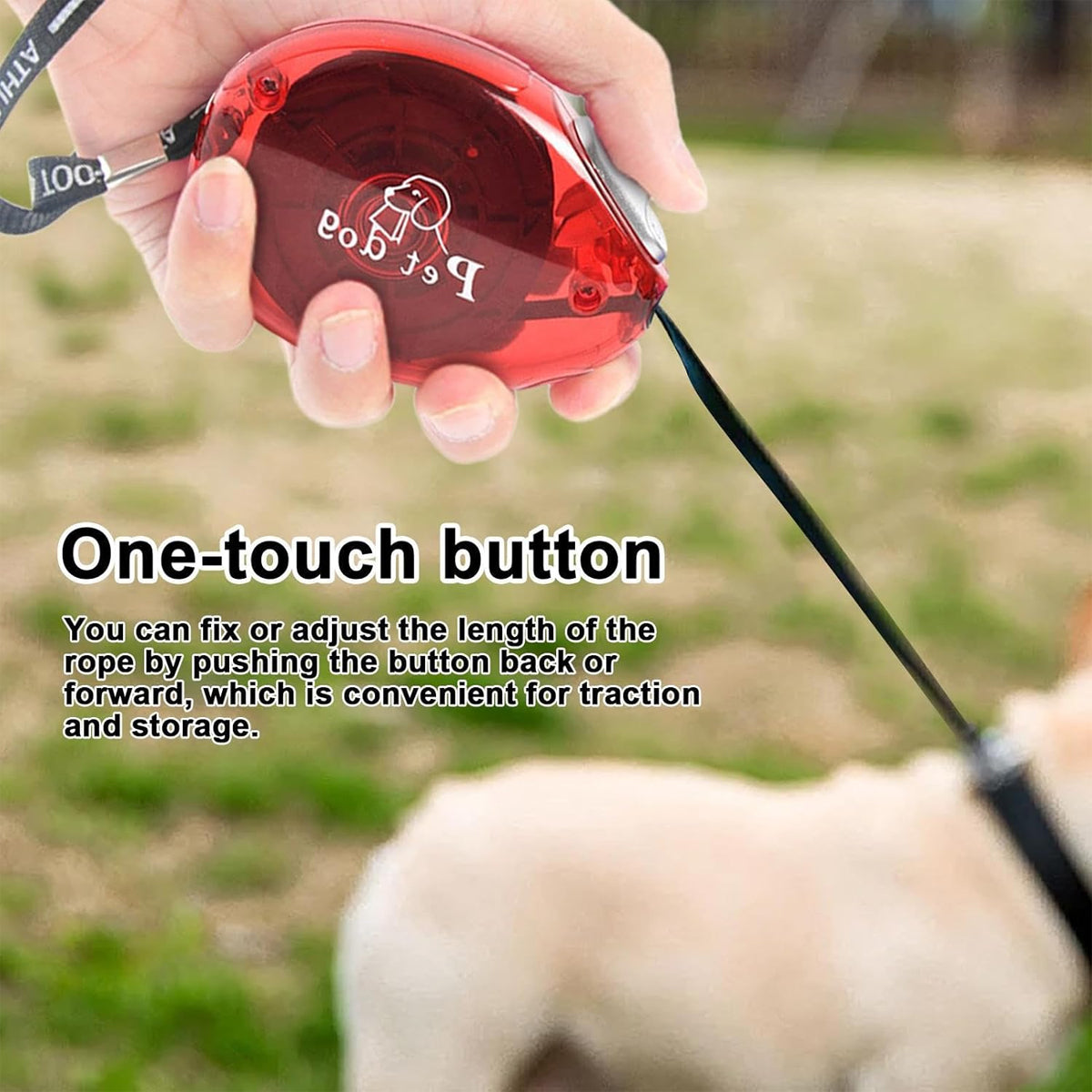 Retractable Dog Leash With One-Button Lock