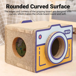 Retro Camera Style Cat Scratcher House