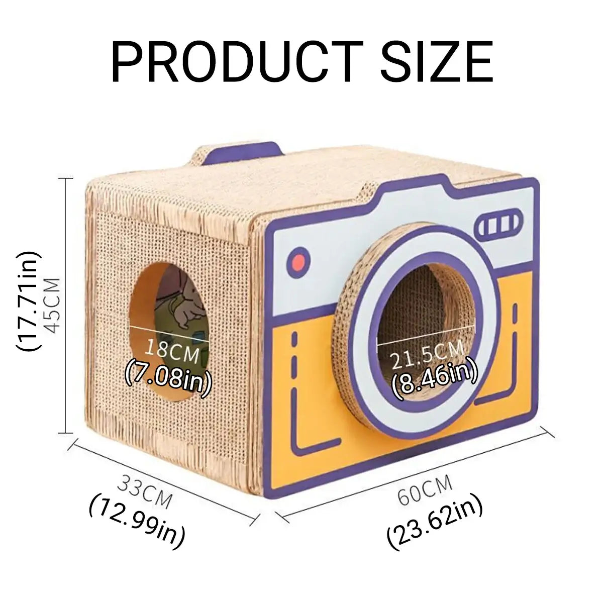 Retro Camera Style Cat Scratcher House