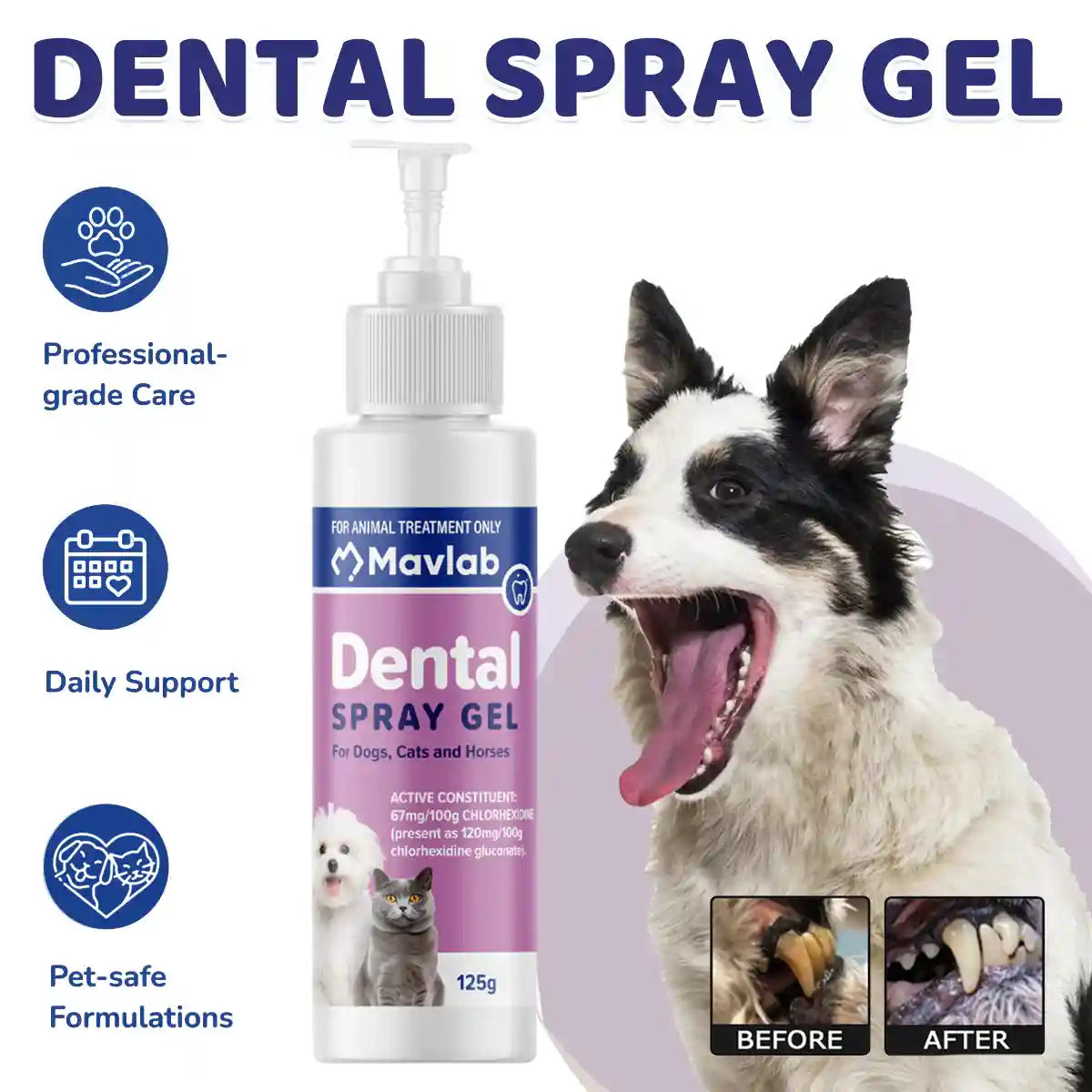 Mavlab Dental Spray Gel 125mL | Gingivitis & Oral Care For Pets ...