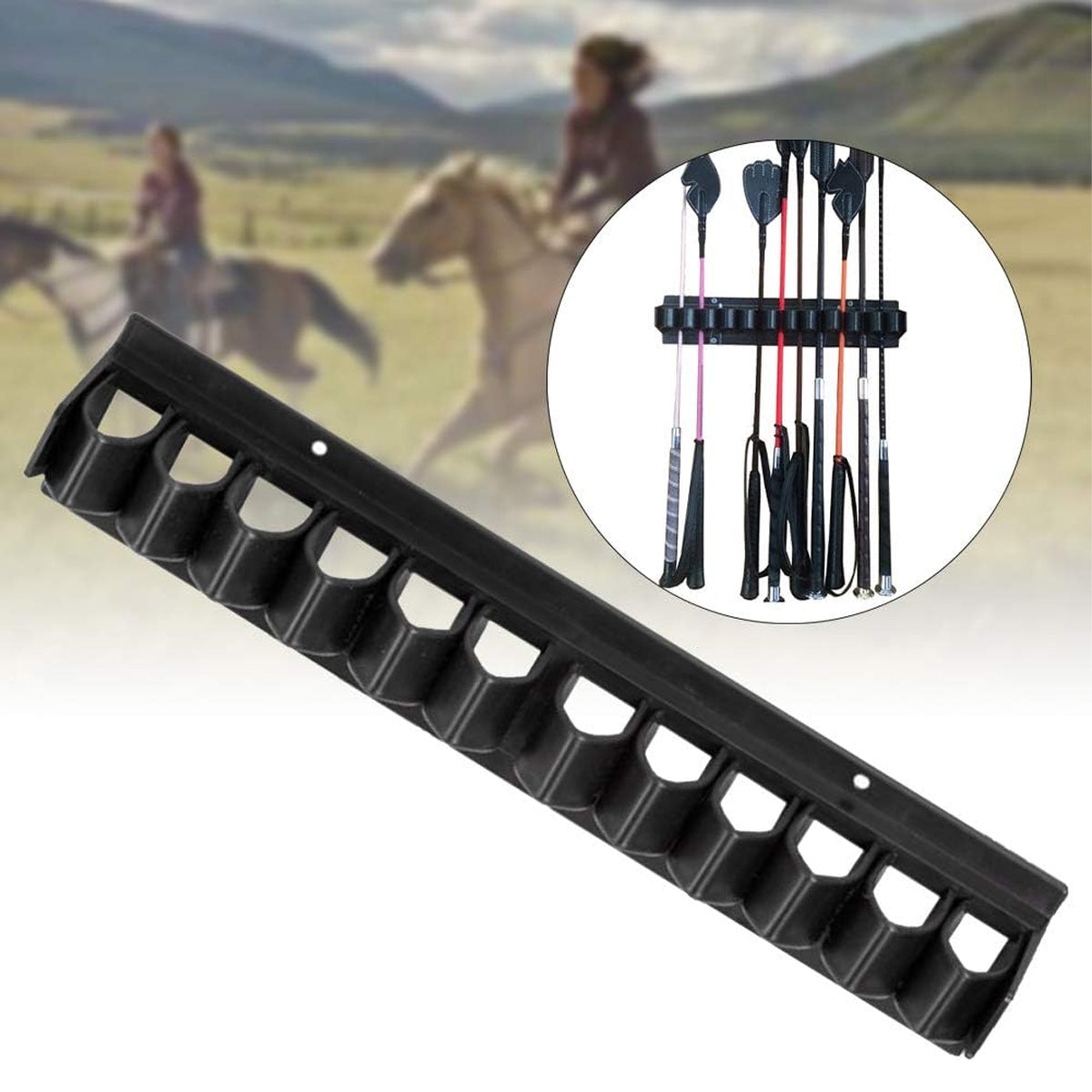 Wall-Mounted Riding Whip Rack 11 Slot Equestrian Tool Organizer