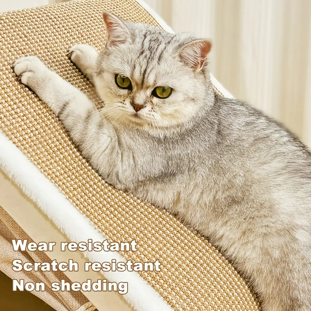 Sisal Cat House with Scratching Roof and Foldable Floor Mat