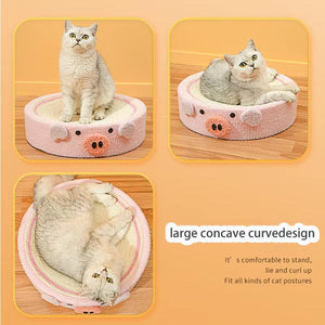 Cartoon-Inspired Cat Bed with Sisal Surface Multi-Use Cat Scratching Board