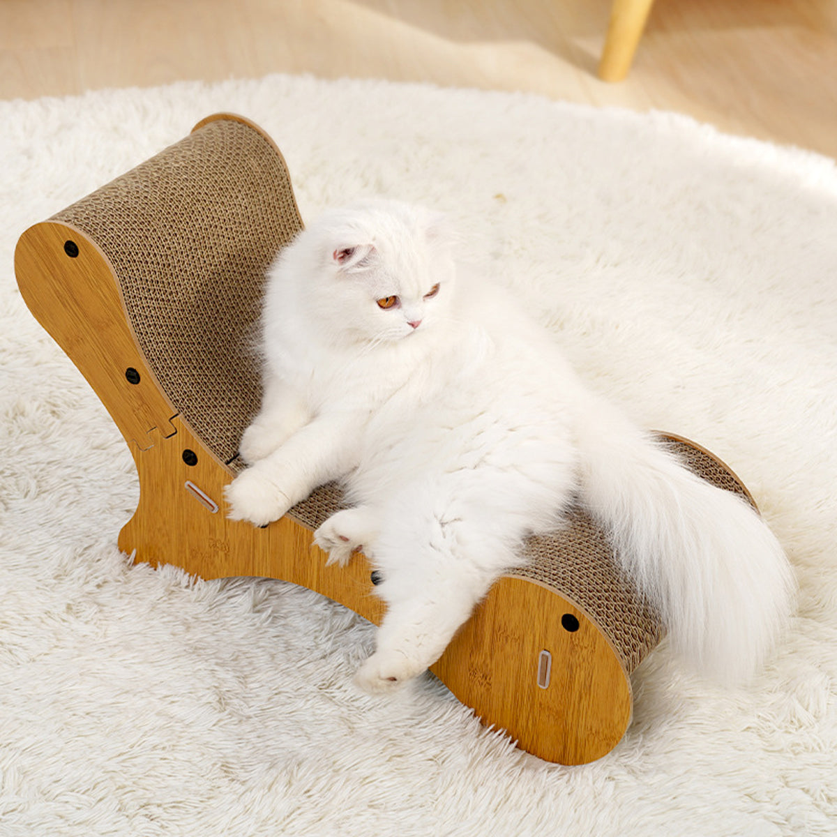 2-in-1 Cat Scratching Lounger with Curved Cardboard Surface
