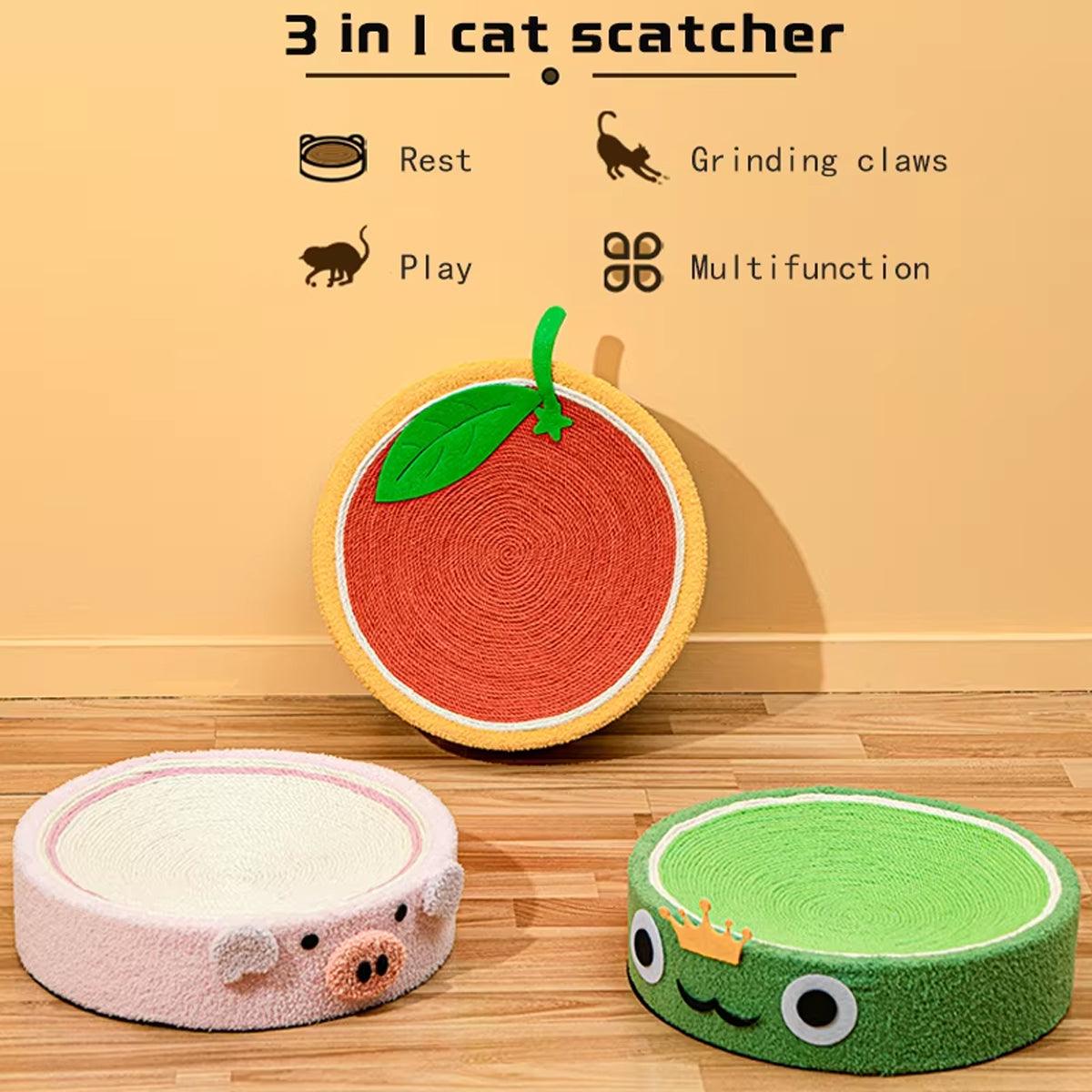 Cartoon-Inspired Cat Bed with Sisal Surface Multi-Use Cat Scratching Board
