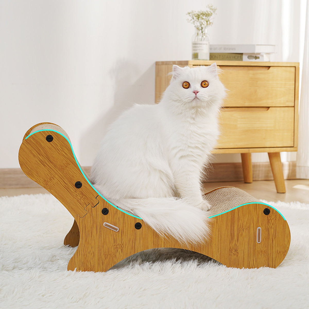 2-in-1 Cat Scratching Lounger with Curved Cardboard Surface