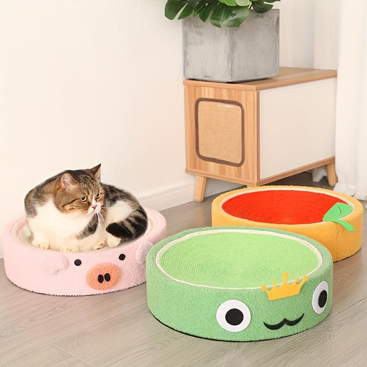 Cartoon-Inspired Cat Bed with Sisal Surface Multi-Use Cat Scratching Board