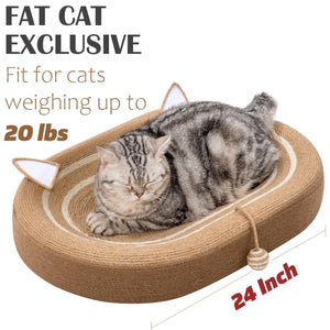 Oval Sisal Cat Scratching Bed with Ball Toy and Ears Design