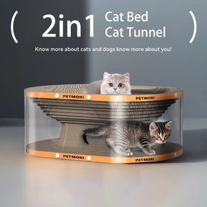 2-In-1 Cat Tunnel Bed With Scratcher Board