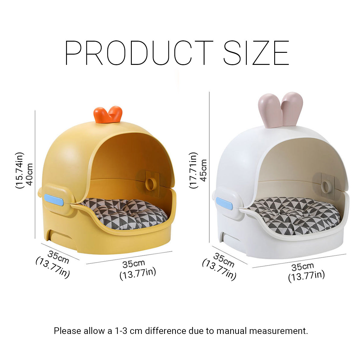 Semi-Enclosed Cat Bed With Cushion Duck Or Rabbit Design