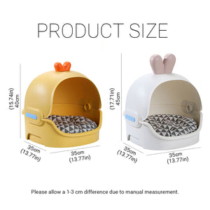 Semi-Enclosed Cat Bed With Cushion Duck Or Rabbit Design