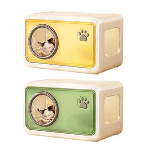 Semi-Enclosed Pet Nest Foldable Cat House With Retractable Lid