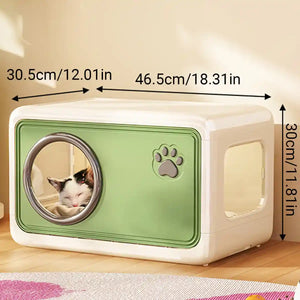 Semi-Enclosed Pet Nest Foldable Cat House With Retractable Lid