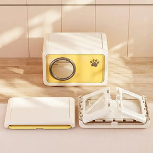 Semi-Enclosed Pet Nest Foldable Cat House With Retractable Lid
