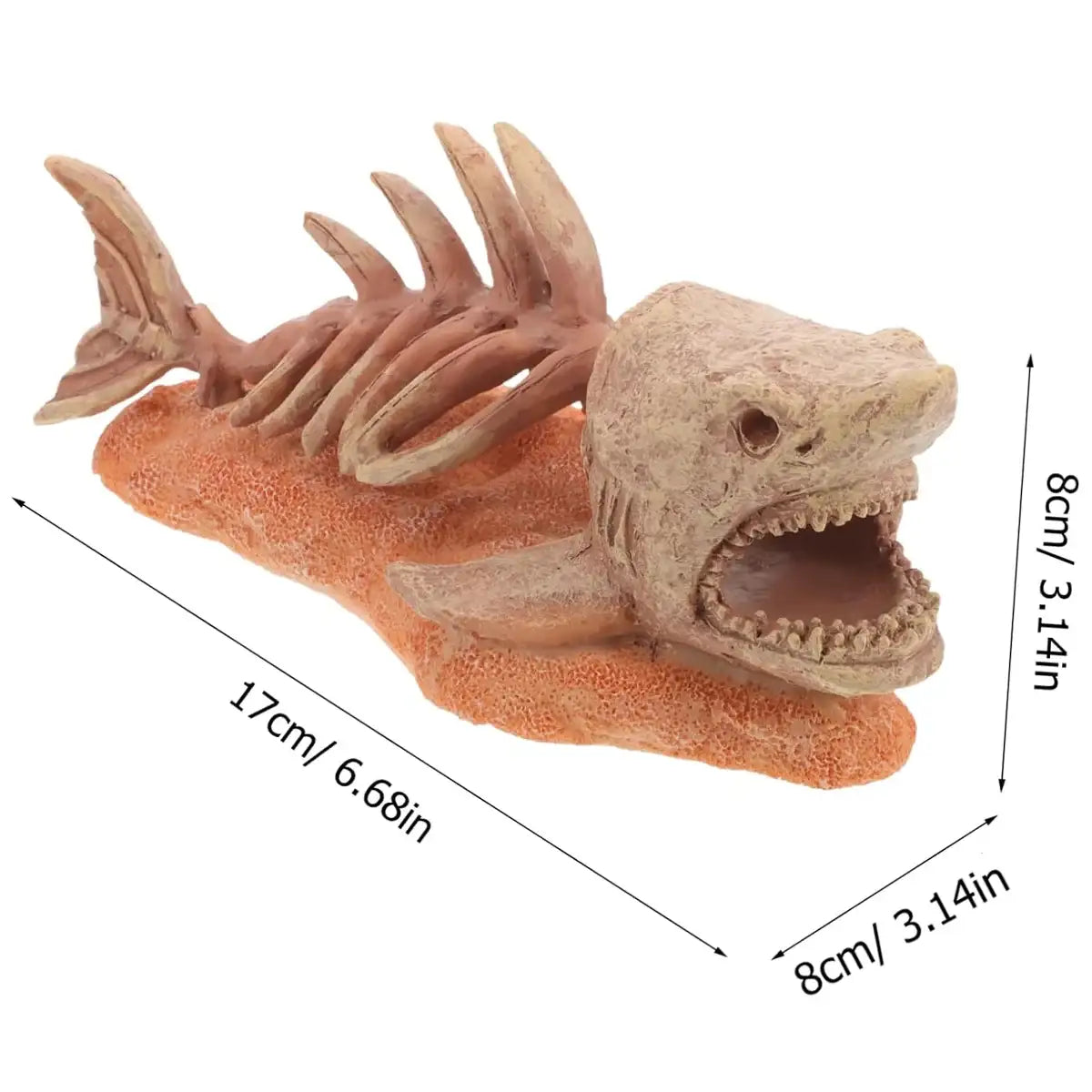 Shark Skeleton Resin Decor – Aquarium Ornament for Dramatic Aquascapes