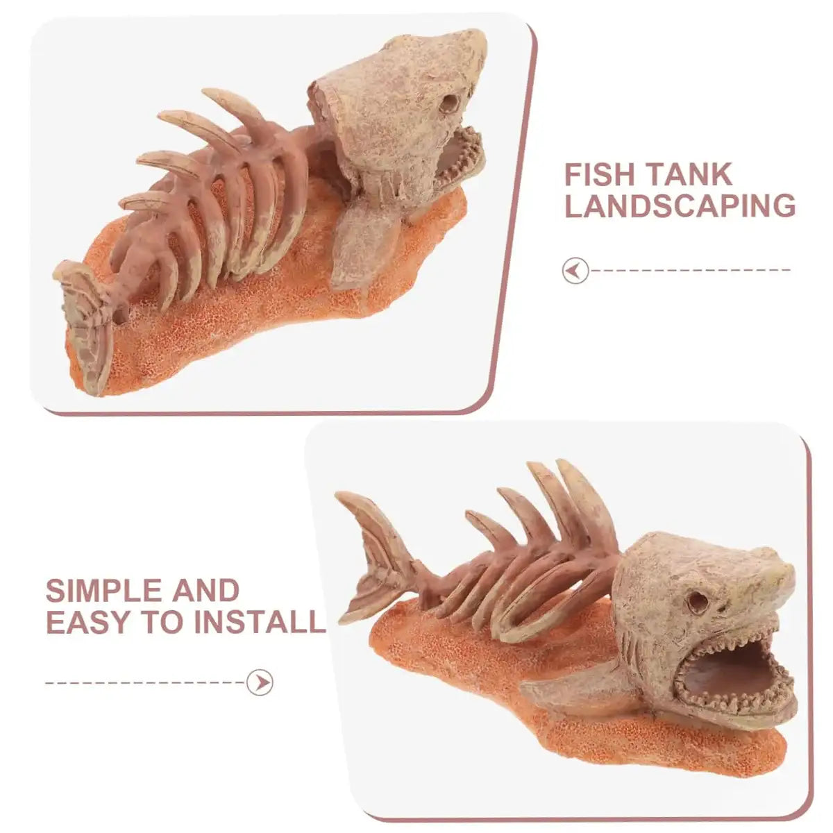 Shark Skeleton Resin Decor – Aquarium Ornament for Dramatic Aquascapes
