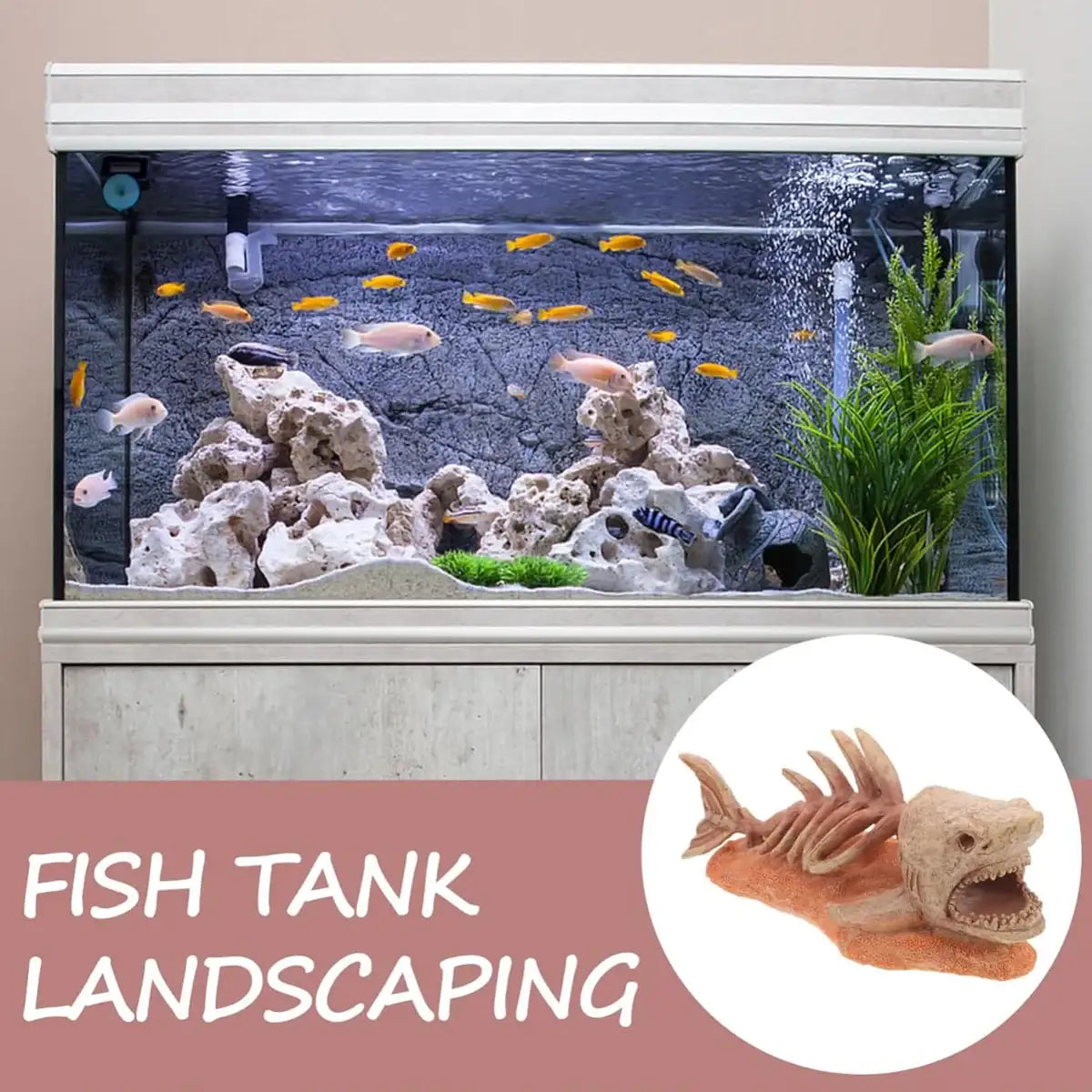 Shark Skeleton Resin Decor – Aquarium Ornament for Dramatic Aquascapes