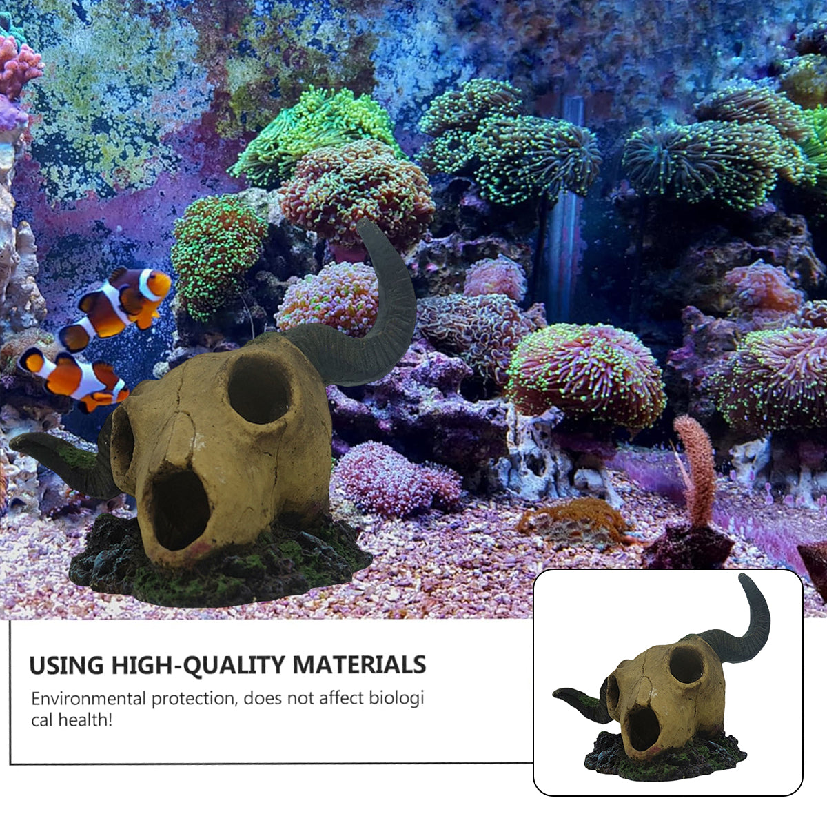 Resin Skull Aquarium Decoration Horror Style Fish Tank & Reptile Ornament